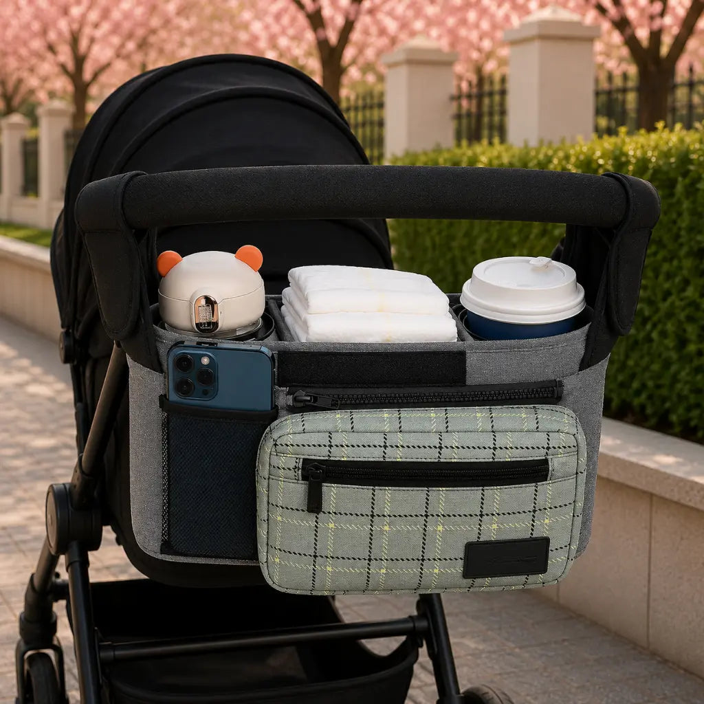 Pocket (gemustert) – Kinderwagen Organizer für unterwegs