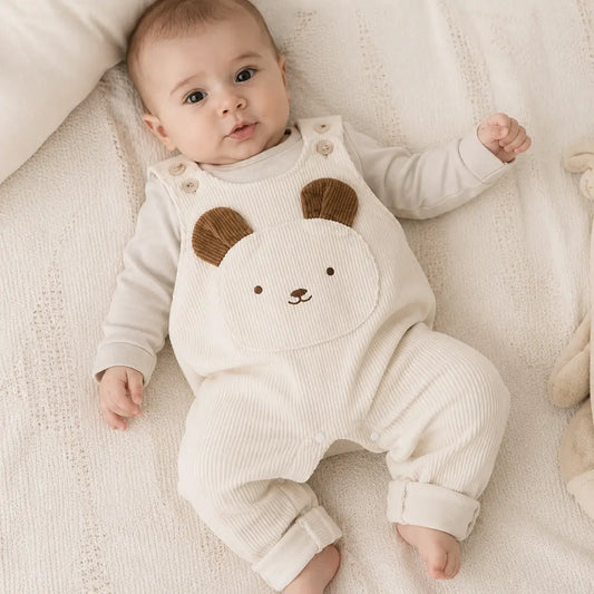 Bruno Latzhose – Baby Cord-Latzhose mit Bärenmotiv