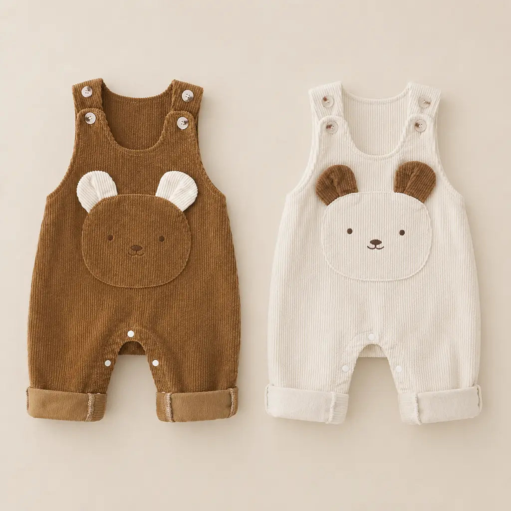Bruno Latzhose – Baby Cord-Latzhose mit Bärenmotiv