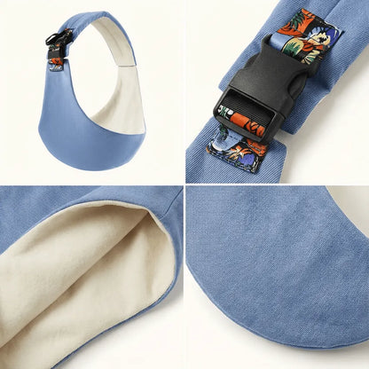 Detailaufnahmen der Needella CozyCarry Hüfttrage in Hellblau aus verschiedenen Perspektiven