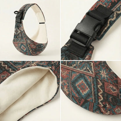 Detailaufnahmen der Needella CozyCarry Hüfttrage in Vintage aus verschiedenen Perspektiven