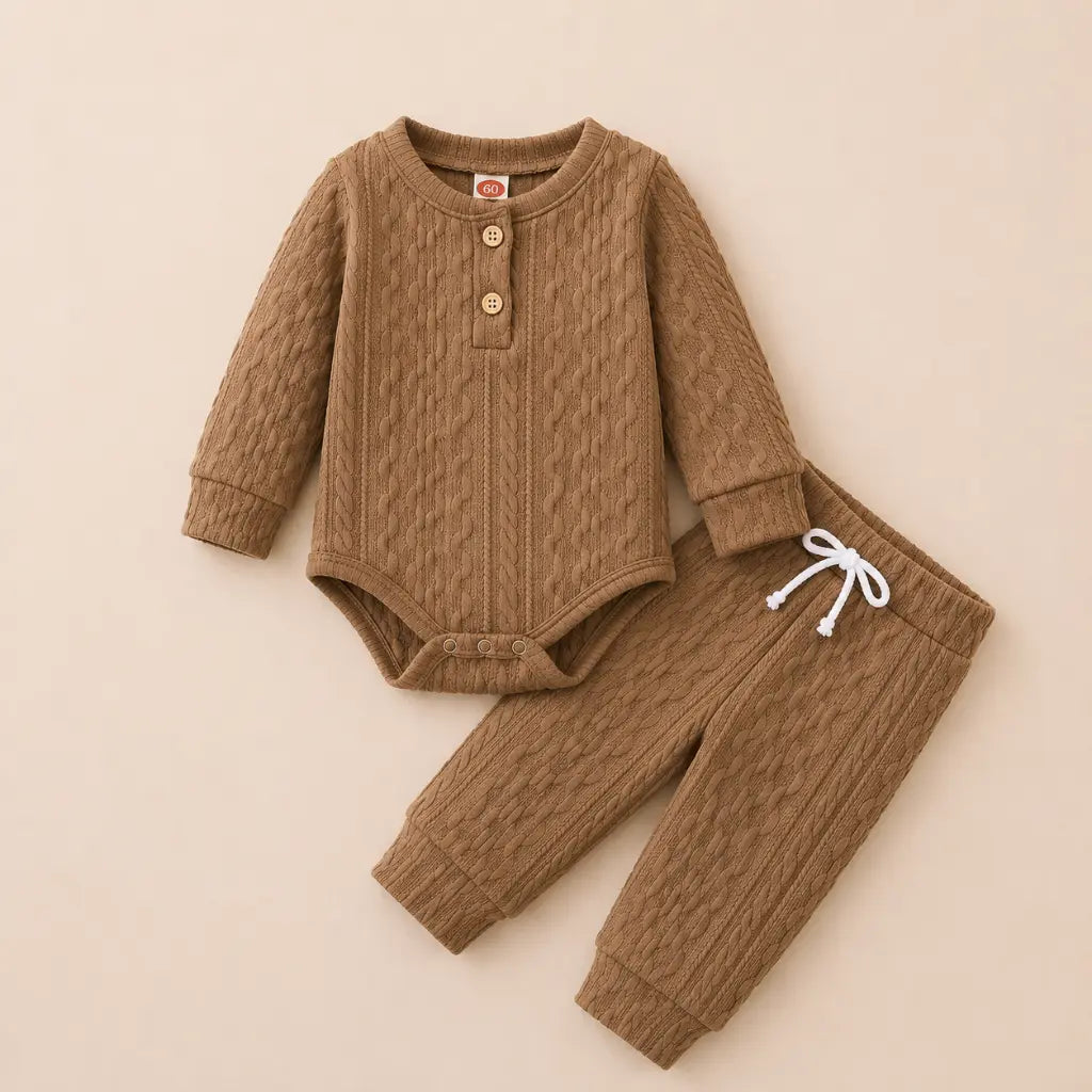 Maple Knit Set - Baby Strampler & Hose im Knit-Look
