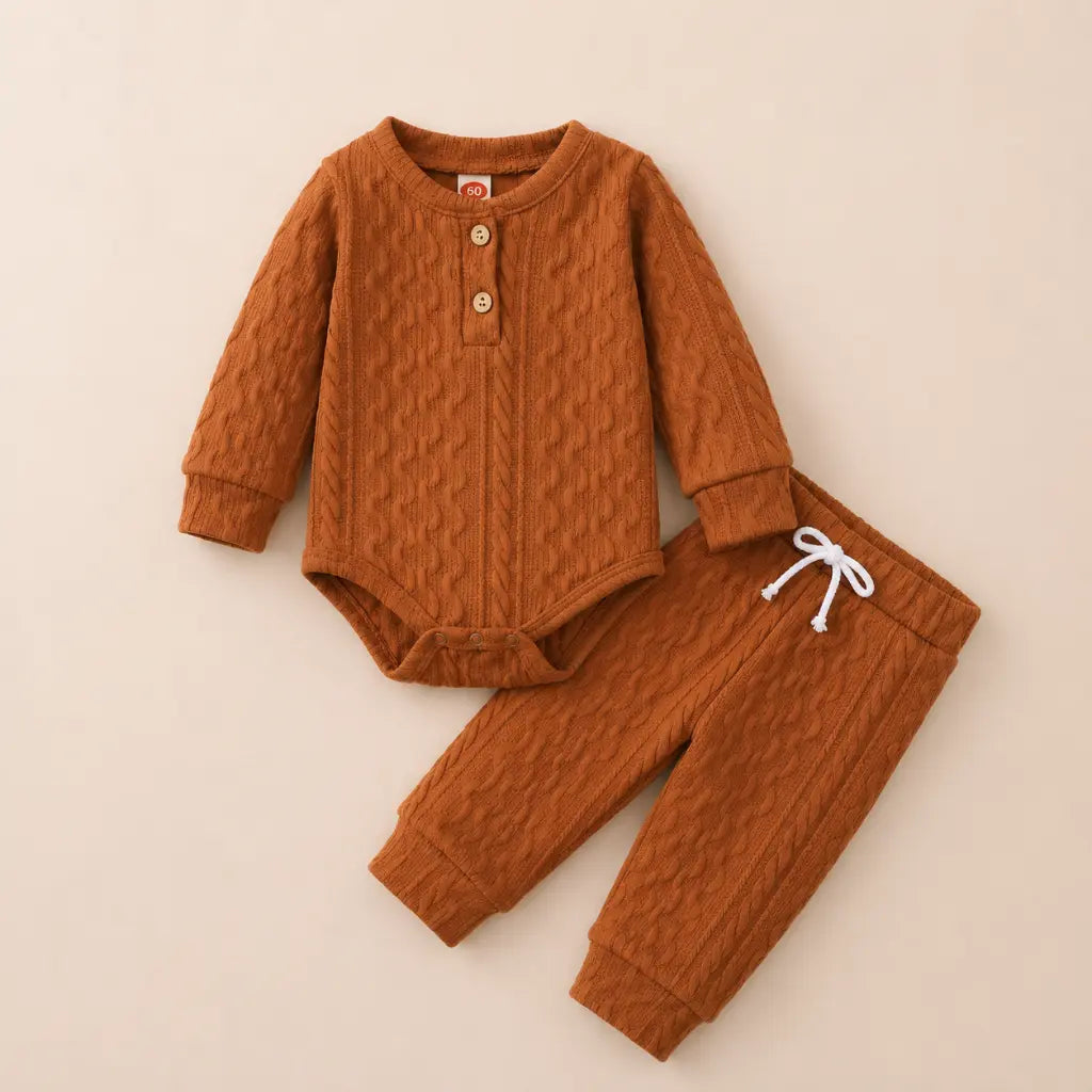Maple Knit Set - Baby Strampler & Hose im Knit-Look