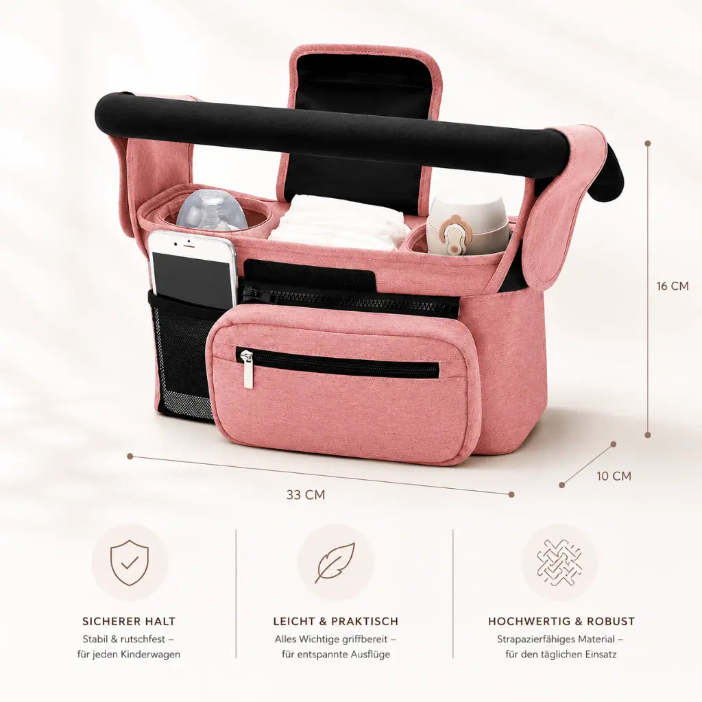 Pocket (gemustert) – Kinderwagen Organizer für unterwegs