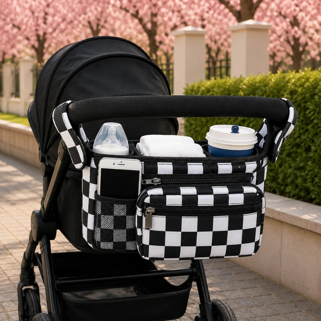 Pocket (gemustert) – Kinderwagen Organizer für unterwegs