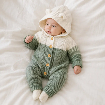 Willow Overall – Baby Strickoverall mit Kapuze