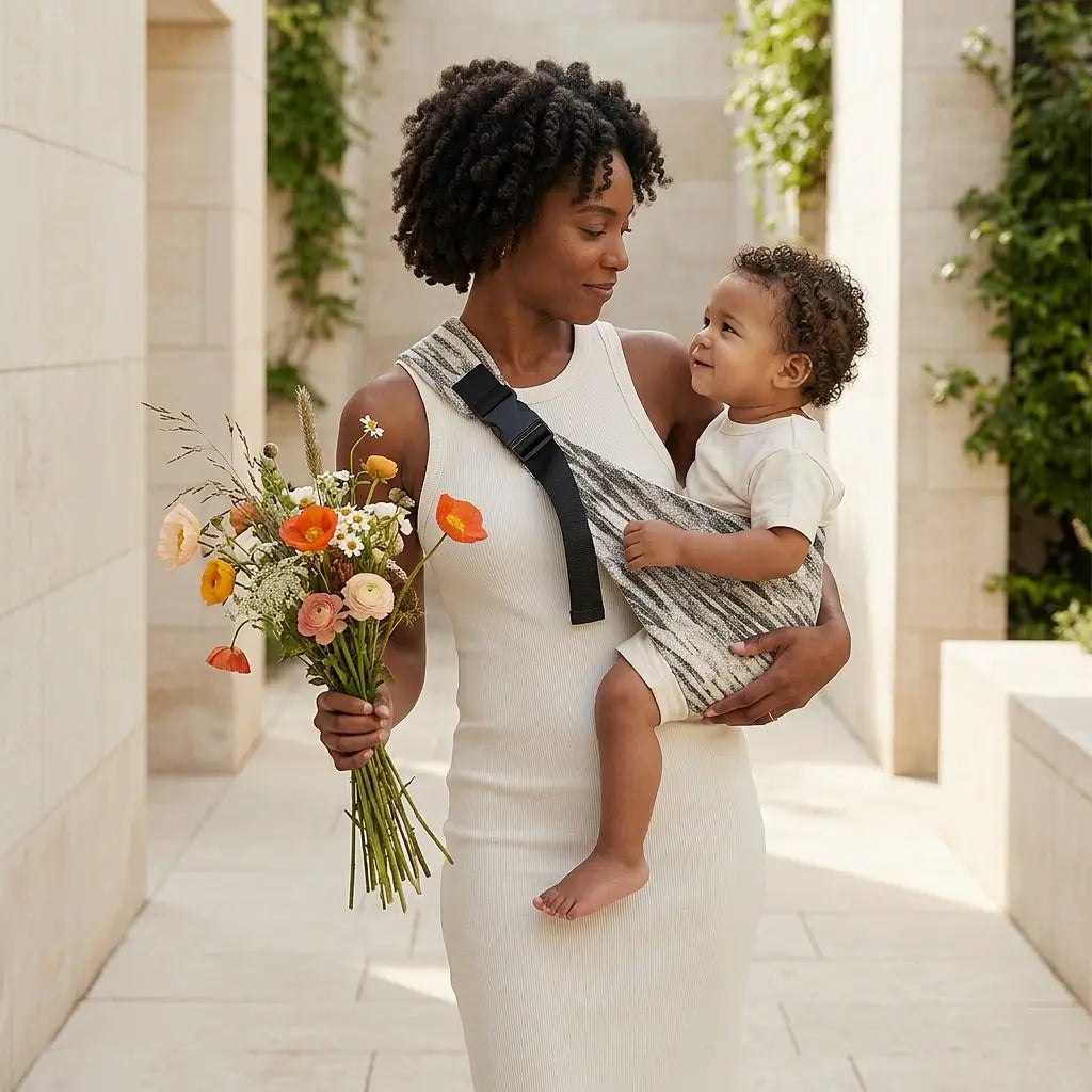 CozyCarry Hüfttrage Shadow – moderne Babytrage für ergonomisches Tragen im Alltag