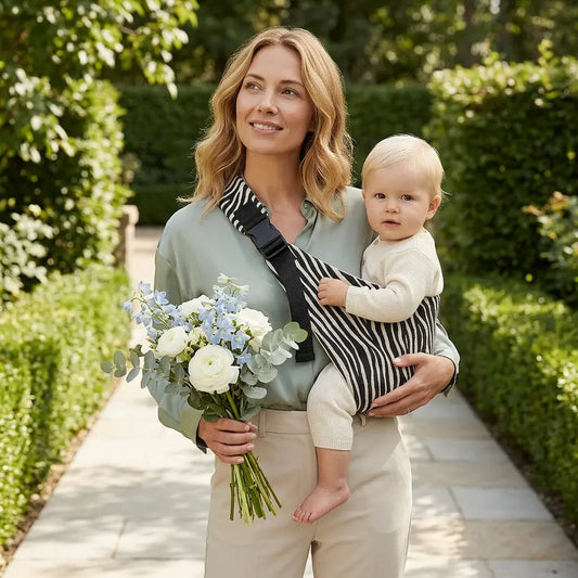 Zebra gemusterte CozyCarry Hüfttrage – auffällige Babytrage für komfortables Tragen