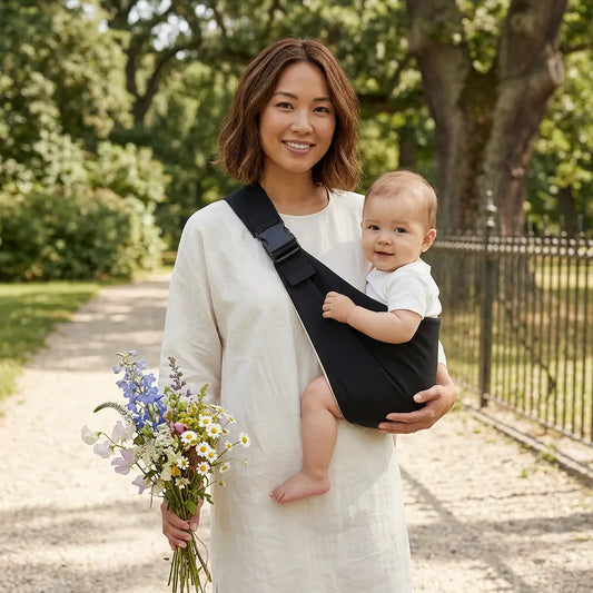 Needella CozyCarry Hüfttrage in Schwarz – minimalistische Babytrage für komfortables Tragen